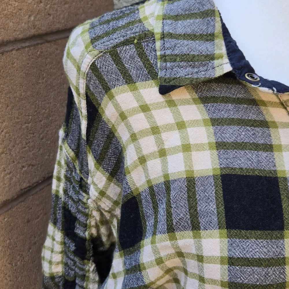 We The Free Wool Blend Plaid Peplum Snap Button Blouse - Picture 3 of 11